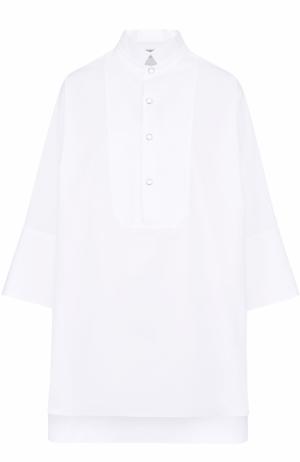Хлопковая блуза свободного кроя с воротником-стойкой Bally. Цвет: белый