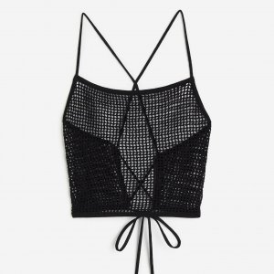 Топ Crochet-look пляжный, черный H&M