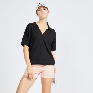 Женская рубашка-поло для гольфа с коротким рукавом - MW520 черная , цвет schwarz INESIS