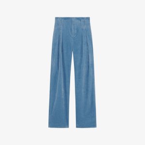 Вельветовые хлопковые брюки прямого кроя Jake с высокой посадкой Iro, цвет blu01 IRO