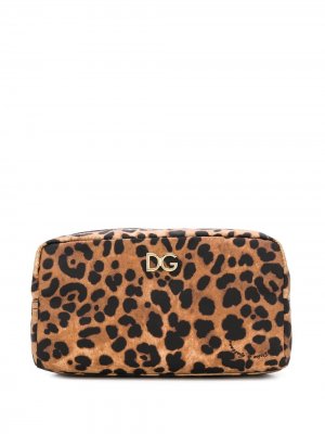 Косметичка с леопардовым принтом Dolce & Gabbana. Цвет: коричневый
