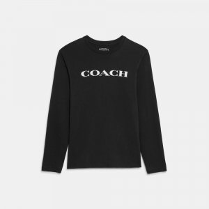 Черная футболка с длинными рукавами из органического хлопка Essential Coach
