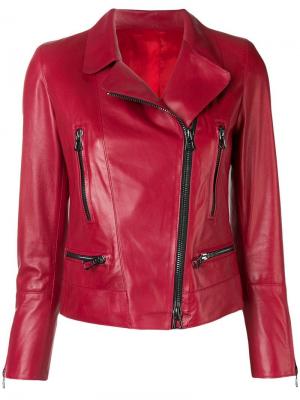 Приталенная байкерская куртка Sylvie Schimmel. Цвет: красный