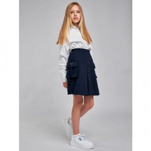 Школьная юбка , размер 44, голубой, черный Baziator. Цвет: синий/черный/белый
