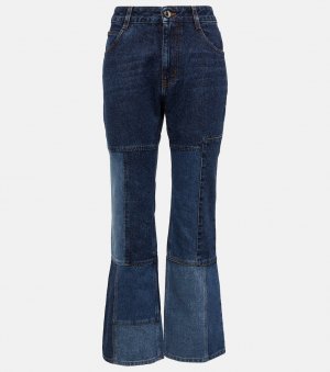Укороченные расклешенные джинсы в технике пэчворк CHLOÉ, синий Chloé
