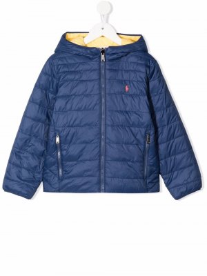 Двусторонняя куртка на молнии с капюшоном Ralph Lauren Kids. Цвет: синий