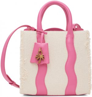 Бело-розовая кожаная большая сумка Palm Angels