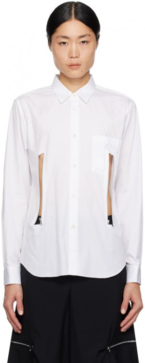 Белая рубашка с разрезом на молнии Comme Des Garcons Garçons