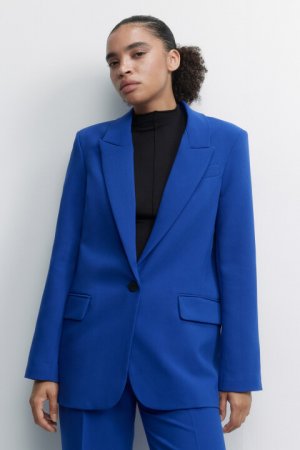 Пиджак прямой однобортный с боковыми карманами befree. Цвет: синий