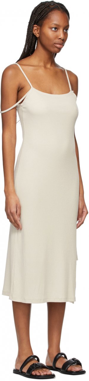 SSENSE Exclusive Off-White Double Strap Dress Kim Matin. Цвет: beige