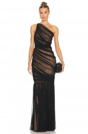 Платье Diana Fishtail Gown, цвет Black Mesh & Nude Norma Kamali