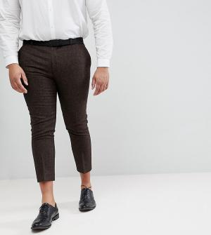Укороченные зауженные брюки с шевронным узором Plus Size Heart & Dagger. Цвет: коричневый