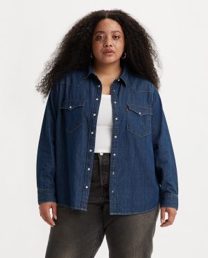 Женская джинсовая рубашка больших размеров с длинным рукавом Levi's, темно-синий Levi's