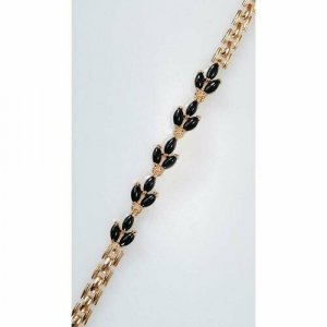 Плетеный браслет , оникс, размер 18 см, черный Lotus Jewelry. Цвет: черный