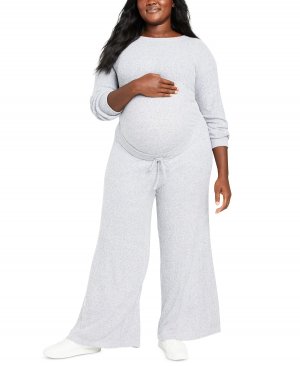 Брюки большого размера under belly hacci для беременных с широкими штанинами Motherhood Maternity, серый