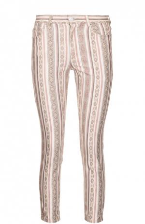 Укороченные джинсы-скинни с ярким принтом Isabel Marant Etoile. Цвет: бежевый