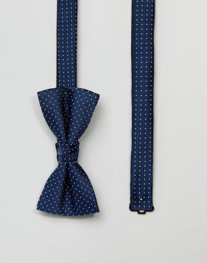 Синий галстук-бабочка в горошек Jack & Jones. Цвет: синий