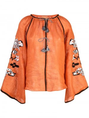 Декорированная блузка с кисточками March 11. Цвет: оранжевый