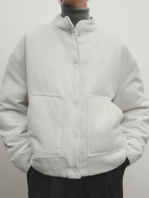 Куртка-бомбер на кнопках , кремовый Massimo Dutti