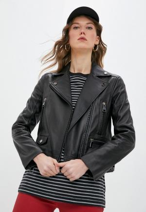 Куртка кожаная Karl Lagerfeld IKONIK. Цвет: черный