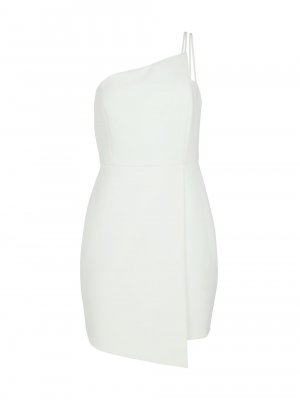 Асимметричное мини-платье на одно плечо , белый BCBGMAXAZRIA