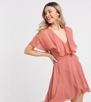 Розовое платье мини с кейпом и асимметричным подолом -Розовый цвет ASOS DESIGN