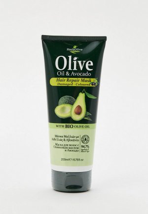 Маска для волос HerbOlive с авокадо и маслом оливы, от выпадения, 200 мл. Цвет: прозрачный