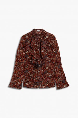 Рубашка Paoli из хлопковой марли с оборками и цветочным принтом , кэмел ANTIK BATIK
