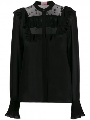 Блузка с вышивкой Giamba. Цвет: черный