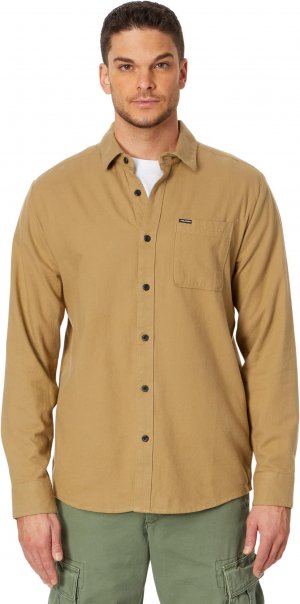 Однотонная рубашка на пуговицах с длинными рукавами Caden , цвет Dark Khaki Volcom