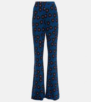 Расклешенные брюки brooklyn с высокой посадкой и цветочным принтом Diane Von Furstenberg, синий Furstenberg