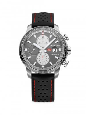 Часы-хронограф Mille Miglia из нержавеющей стали и кожи , серебряный Chopard