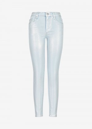 Укороченные джинсы суперскинни J10 с переливчатым принтом , серебряный Armani Exchange