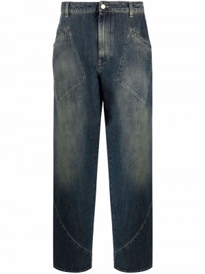 Прямые джинсы с эффектом потертости Alberta Ferretti. Цвет: синий