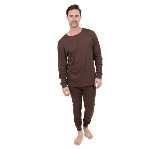 Мужская хлопковая пижама из двух частей, нейтральный однотонный цвет , коричневый Leveret