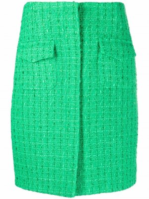 Твидовая юбка миди с завышенной талией 12 STOREEZ. Цвет: зеленый