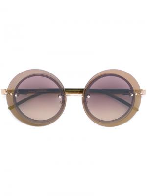 Круглые солнцезащитные очки Loree Rodkin Sama Eyewear. Цвет: зеленый