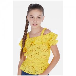 Кружевная блузка-топ 6169 Желтый 162 Mayoral. Цвет: желтый