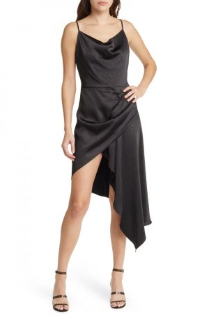 Асимметричное атласное коктейльное платье Jacinda ELLIATT, черный Elliatt
