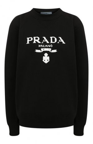 Хлопковый свитшот Prada. Цвет: чёрный