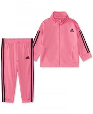 Трикотажная куртка и брюки Essential для маленьких девочек, комплект из 2 предметов adidas, розовый Adidas