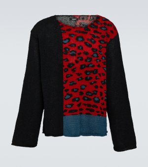 Шерстяной свитер с леопардовым принтом , красный Undercover