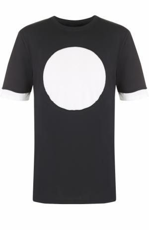 Хлопковая футболка с контрастной отделкой 3.1 Phillip Lim. Цвет: черный