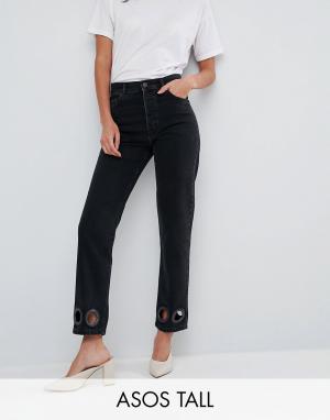 Черные прямые джинсы с большими заклепками ASOS TALL FLORENCE. Цвет: черный