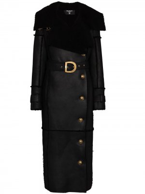 Пальто с широким воротником Balmain. Цвет: черный