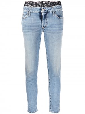 Укороченные джинсы с кружевом Dsquared2. Цвет: синий