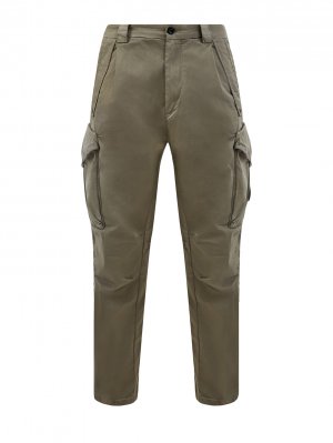 Свободные брюки-карго из матового хлопка Stretch Sateen C.P.COMPANY. Цвет: зеленый
