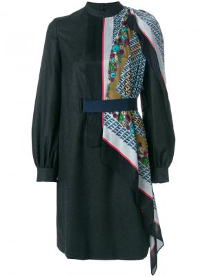 Платье с деталью в виде шарфа Kolor. Цвет: синий