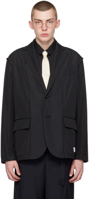 Черный пиджак с зубчатыми лацканами Sacai
