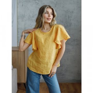 Блуза , размер 44, желтый Kayros. Цвет: желтый/светло-желтый